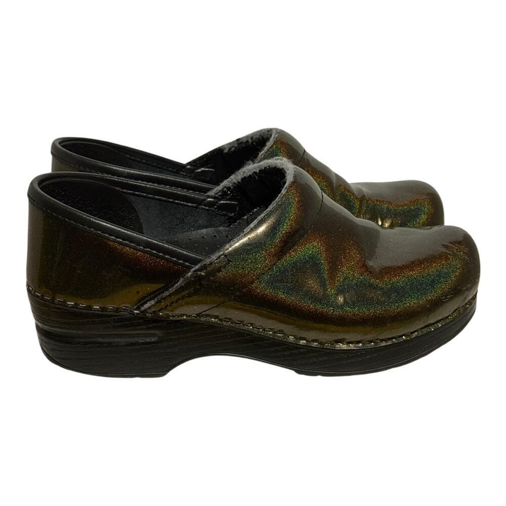 Dansko Career Women's Comfort Clogs Iridescent Mettalic Leather Slip On 10.5